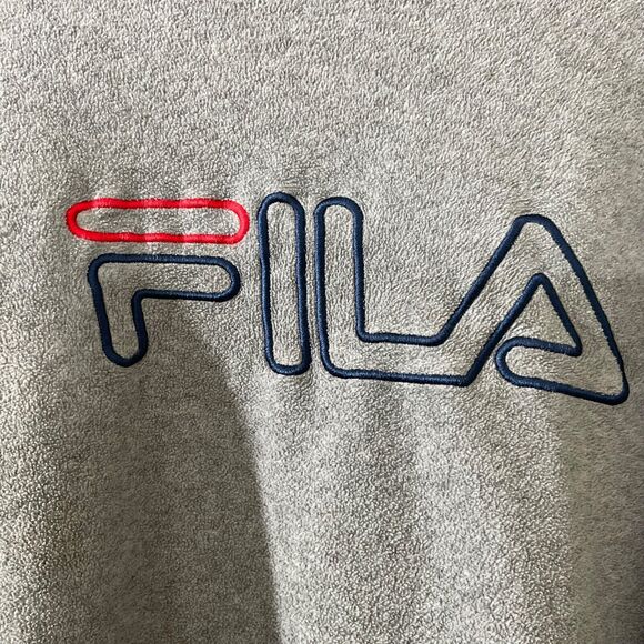 FILA Spell Out Fleece Sweatshirt Embroidered Logo Grey Men’s Size XXL - Picture 2 of 14